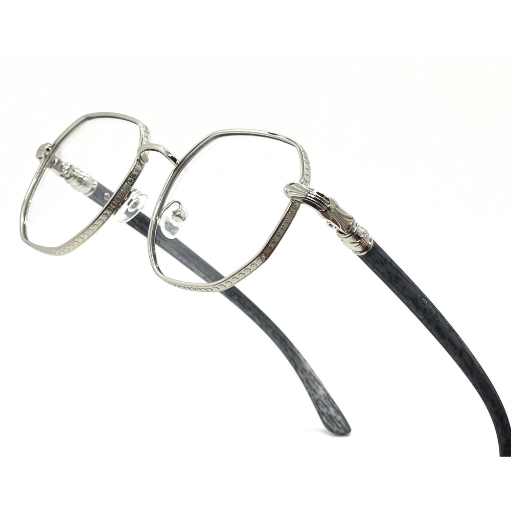 Men Fashion Eyeglasses Silver Frame Clear Lens‎ UV400 Protection Trendy Hip Hop